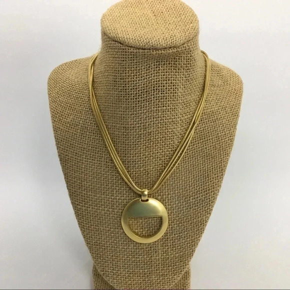 Nine‎ West Gold Tone Multi Strand Circle Necklace - Picture 1 of 6